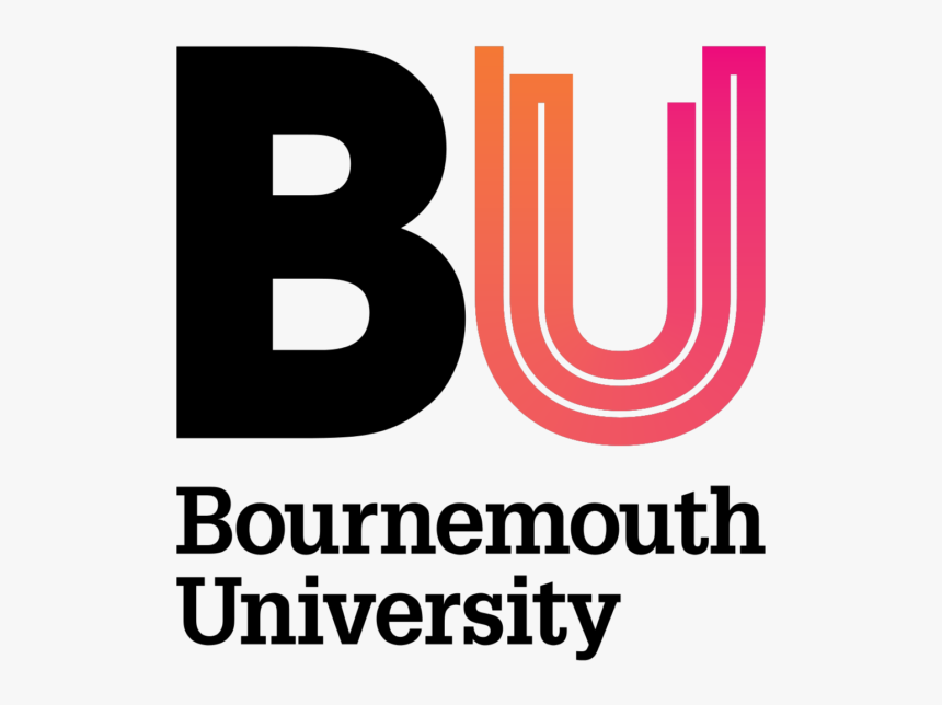 The logo of Bournemouth University. It features a large B and a pink stylised U with the words Bournemouth university underneath
